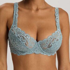 HANRO Luxury Moments Underwire Bra in Tourmaline Blue Size 32D